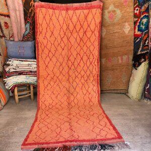 Authentic Vintage 1980s Berber Boujad Runner - 9'.3"x4' - Antique Rug Carpet